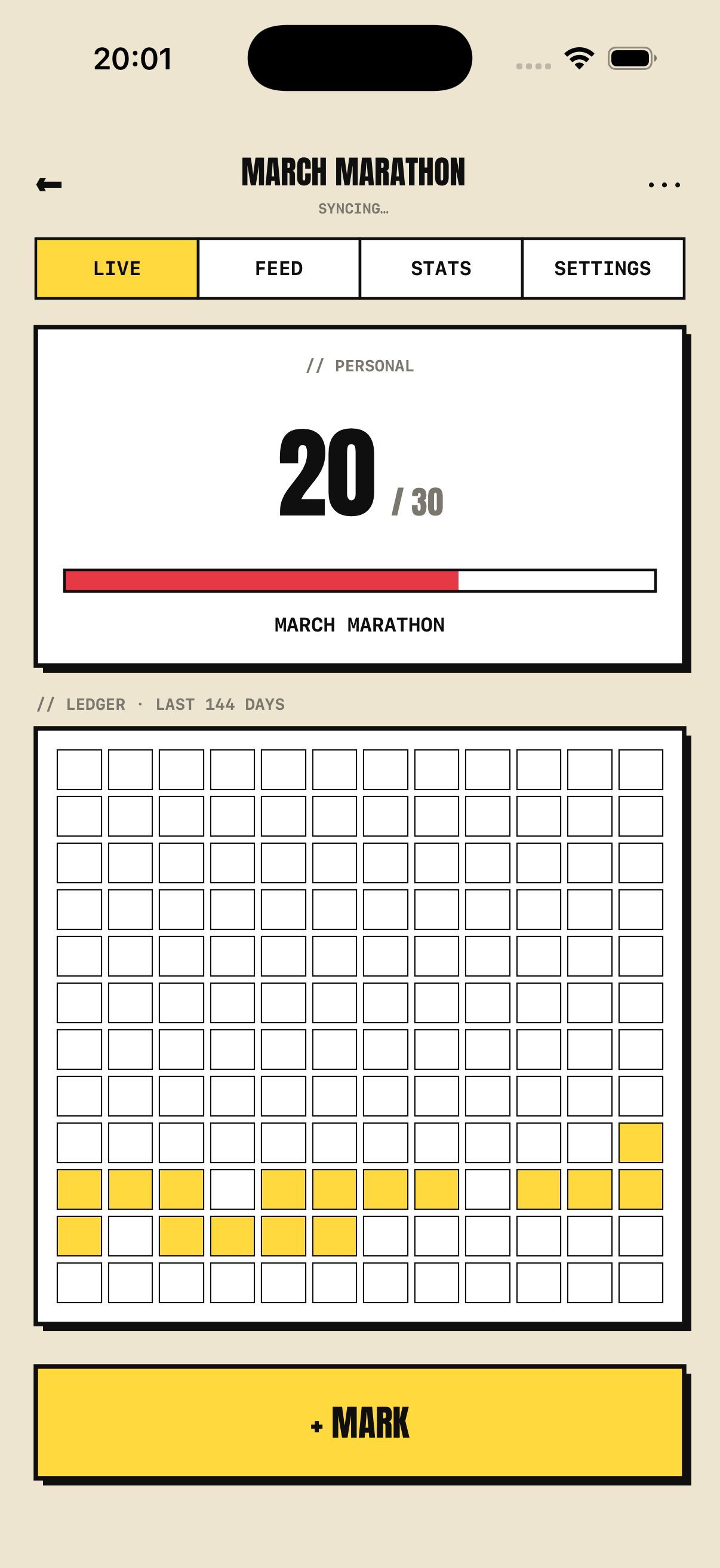 The ledger screen